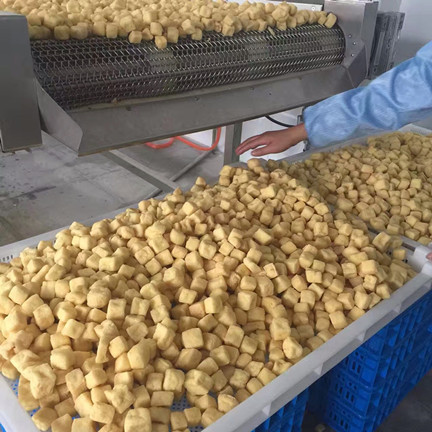 勁創(chuàng)全自動油炸機在江蘇口水娃公司產生效益